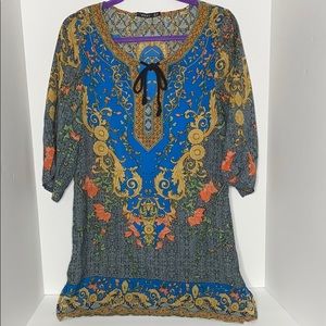TSZC Boho Tunic Dress 3/4 Cinched Sleeves Sz 6